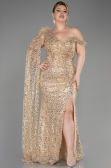 Gold Slit Scaly Long Evening Dress ABU3857