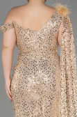 Gold Slit Scaly Long Evening Dress ABU3857