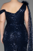 Navy Blue Slit Scaly Long Evening Dress ABU3857