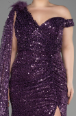 Purple Slit Scaly Long Evening Dress ABU3857