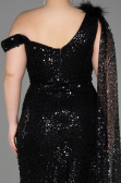 Black Slit Scaly Long Evening Dress ABU3857