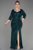 Emerald Green Long Scaly Plus Size Evening Dress ABU3258