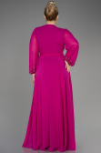 Fuchsia Long Chiffon Plus Size Evening Dress ABU3075