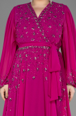 Fuchsia Long Chiffon Plus Size Evening Dress ABU3075