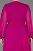 Fuchsia Long Chiffon Plus Size Evening Dress ABU3075