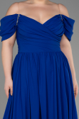 Sax Blue Long Chiffon Plus Size Evening Dress ABU3738