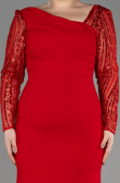 Red Long Plus Size Wedding Dress ABU3713