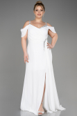 White Long Chiffon Plus Size Evening Gown ABU3742