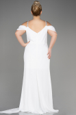 White Long Chiffon Plus Size Evening Gown ABU3742