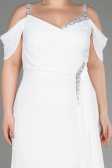 White Long Chiffon Plus Size Evening Gown ABU3742