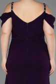 Long Dark Purple Chiffon Plus Size Evening Gown ABU3742