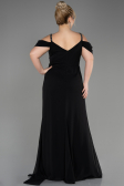 Long Black Chiffon Plus Size Evening Gown ABU3742