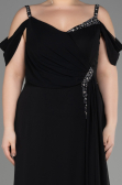 Long Black Chiffon Plus Size Evening Gown ABU3742