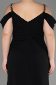 Long Black Chiffon Plus Size Evening Gown ABU3742