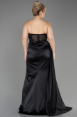 Long Black Satin Plus Size Prom Dress ABU3855