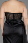 Long Black Satin Plus Size Prom Dress ABU3855