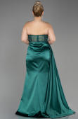 Long Emerald Green Satin Plus Size Prom Dress ABU3855