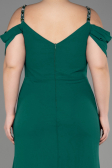 Long Emerald Green Chiffon Plus Size Evening Gown ABU3742