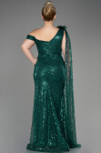 Emerald Green Slit Scaly Long Plus Size Evening Dress ABU3859