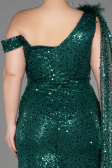 Emerald Green Slit Scaly Long Plus Size Evening Dress ABU3859