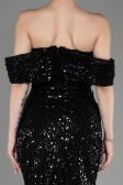 Black Slit Scaly Long Evening Gown ABU3864