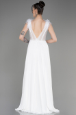 White Sleeveless Long Chiffon Evening Dress ABU3856