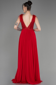 Red Sleeveless Long Chiffon Evening Dress ABU3856