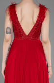 Red Sleeveless Long Chiffon Evening Dress ABU3856