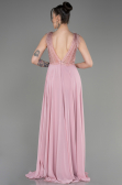 Powder Color Sleeveless Long Chiffon Evening Dress ABU3856