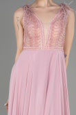 Powder Color Sleeveless Long Chiffon Evening Dress ABU3856