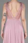 Powder Color Sleeveless Long Chiffon Evening Dress ABU3856
