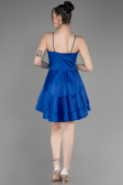 Sax Blue Short Satin Cocktail Dress ABK2042
