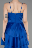 Sax Blue Short Satin Cocktail Dress ABK2042