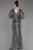Black-Silver Long Plus Size Evening Dress ABU2309