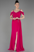 Fuchsia Long Chiffon Plus Size Evening Gown ABU3742