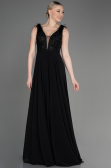 Black Sleeveless Long Chiffon Evening Dress ABU3856