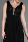 Black Sleeveless Long Chiffon Evening Dress ABU3856