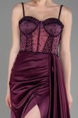 Long Plum Satin Evening Dress ABU3875