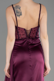 Long Plum Satin Evening Dress ABU3875