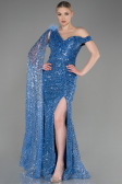 Indigo Slit Scaly Long Evening Dress ABU3857