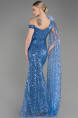 Indigo Slit Scaly Long Evening Dress ABU3857