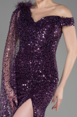 Purple Slit Scaly Long Evening Dress ABU3857