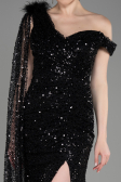 Black Slit Scaly Long Evening Dress ABU3857