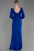 Long Sax Blue Chiffon Evening Dress ABU3885