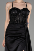 Black Long Satin Evening Dress ABU3875