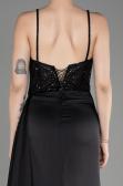 Black Long Satin Evening Dress ABU3875