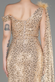 Gold Slit Scaly Long Evening Dress ABU3857