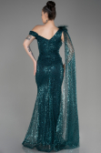 Emerald Green Slit Scaly Long Evening Dress ABU3857