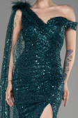 Emerald Green Slit Scaly Long Evening Dress ABU3857