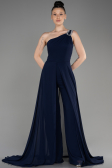 Navy Blue Long Chiffon Party Evening Jumpsuit ABT116